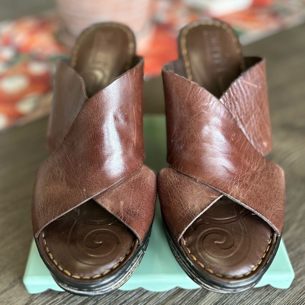 Born Dark Brown Leather Wedges - Picture 5 of 8